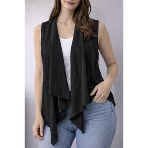Christopher & Banks Vest Womens Small Black Draped Open Front Handkerchief Hem